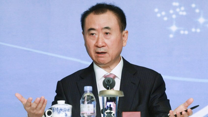 WUHAN, CHINA - DECEMBER 20: (CHINA OUT) Wang Jianlin, Chairman of Wanda Group, attends press conference of Golbal Premiere of Han Show and Grand Opening of the Wanda Movie Park on December 20, 2014 in Wuhan, Hubei province of China.