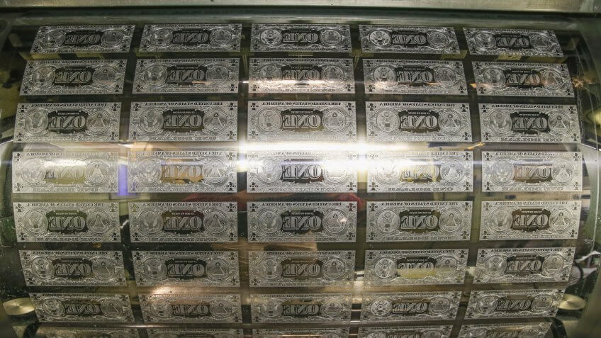 WASHINGTON, DC - MARCH 24: One dollar bill printing plates are ready to print money at the Bureau of Engraving and Printing on March 24, 2015 in Washington, DC.