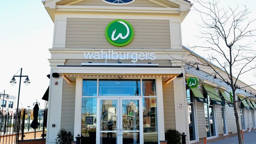 HINGHAM, MA - NOVEMBER 13: Exterior Views Of Wahlburgers Family Restaurant on November 13, 2013 in Hingham, Massachusetts.
