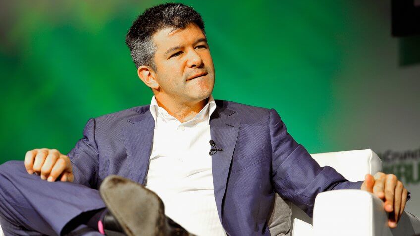 SAN FRANCISCO, CA - SEPTEMBER 08: Uber CEO Travis Kalanick speaks onstage at TechCrunch Discrupt at Pier 48 on September 8, 2014 in San Francisco, California.