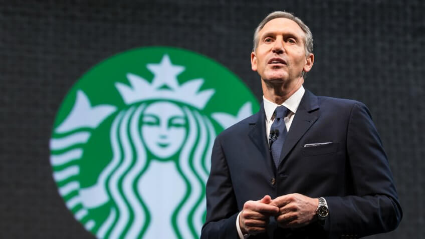 SEATTLE, WA - MARCH 18: Starbucks Chairman and CEO Howard Schultz speaks during Starbucks annual shareholders meeting March 18, 2015 in Seattle, Washington.