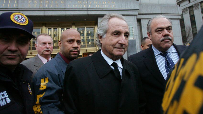 NEW YORK - JANUARY 5: Bernard Madoff (C) walks out from Federal Court after a bail hearing in Manhattan January 5, 2009 in New York City.