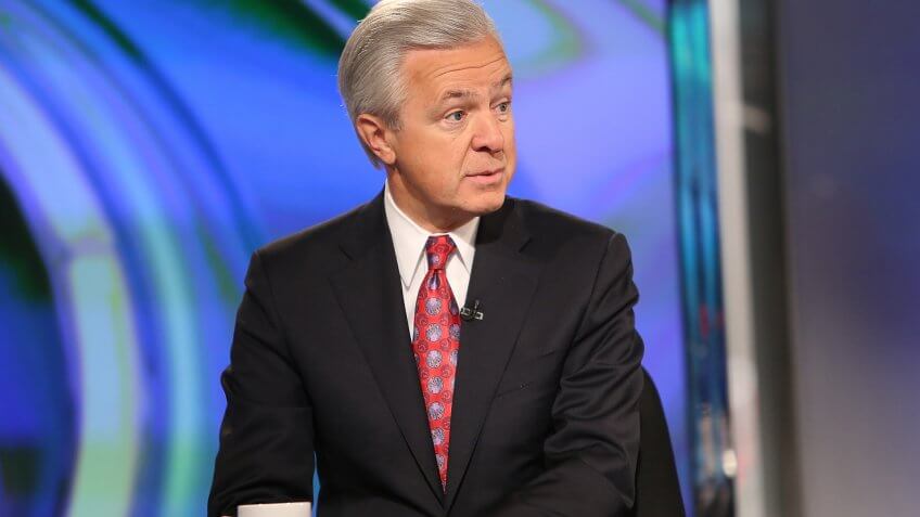 NEW YORK, NY - APRIL 30: Wells Fargo CEO John Stumpf Visits FOX Business Networks' "Opening Bell With Maria Bartiromo" at FOX Studios on April 30, 2015 in New York City.