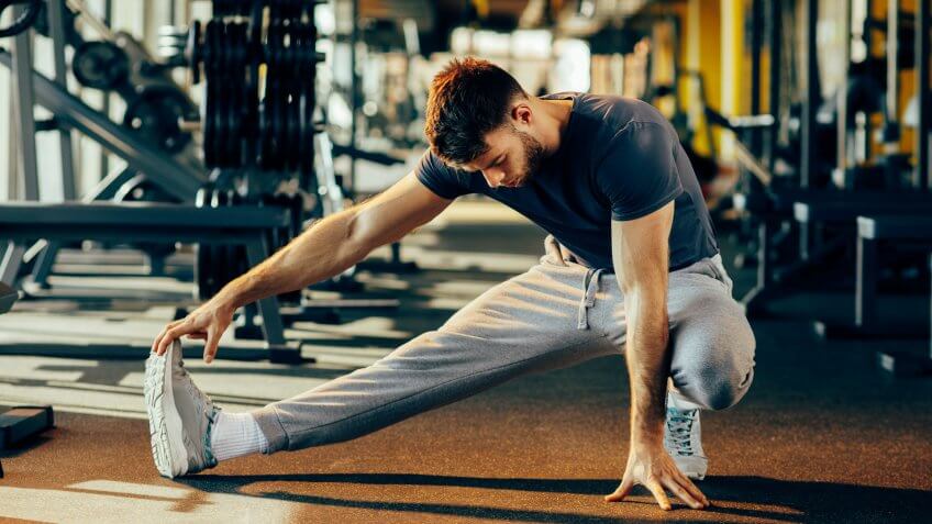 man-stretching