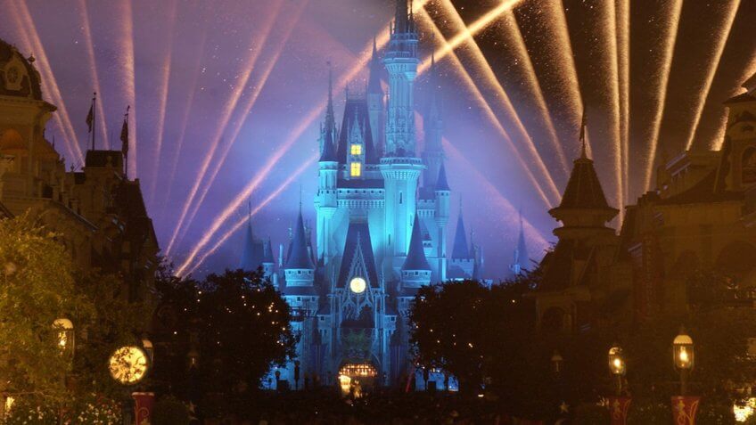 WISHES LIGHTS THE NIGHT -- A new fireworks spectacular called "Wishes" bursts above and around Cinderella Castle at Walt Disney World Resort, delighting Magic Kingdom guests.