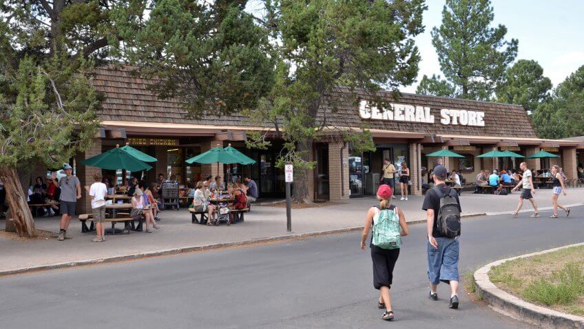 Canyon Village Marketplace at Market Plaza on the South Rim of Grand Canyon National Park.