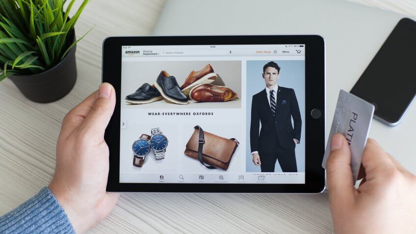 browsing amazon items on a tablet