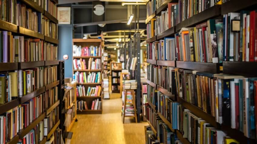 National library, bookshelves, literature.
