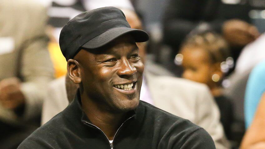 CHARLOTTE, NC - NOVEMBER 03: Owner of the Charlotte Hornets, Michael Jordan, watches on during their game against the Chicago Bulls at Time Warner Cable Arena on November 3, 2015 in Charlotte, North Carolina.