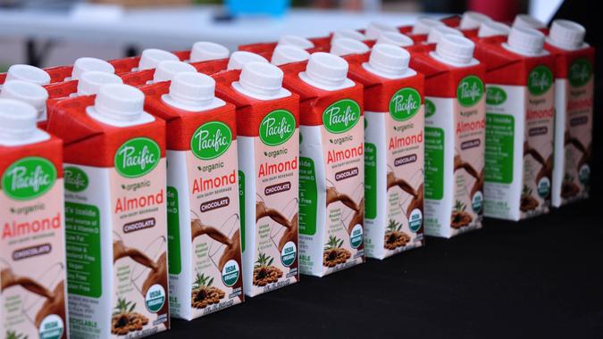 almond milk, cartons, non-dairy