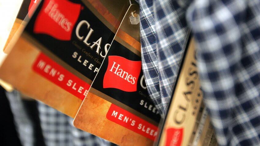 NILES, IL - JULY 12: Hanes labels hang on Hanes-brand men's sleep pants at a Sears July 12, 2005 in Niles, Illinois.