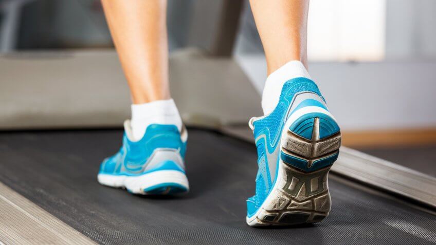 walking on a treadmill