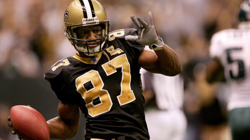 NEW ORLEANS - OCTOBER 15: Wide receiver Joe Horn #87 of the New Orleans Saints celebrates his first quarter touchdown reception against the Philadelphia Eagles on October 15, 2006 at the Louisiana Superdome in New Orleans, Louisiana.