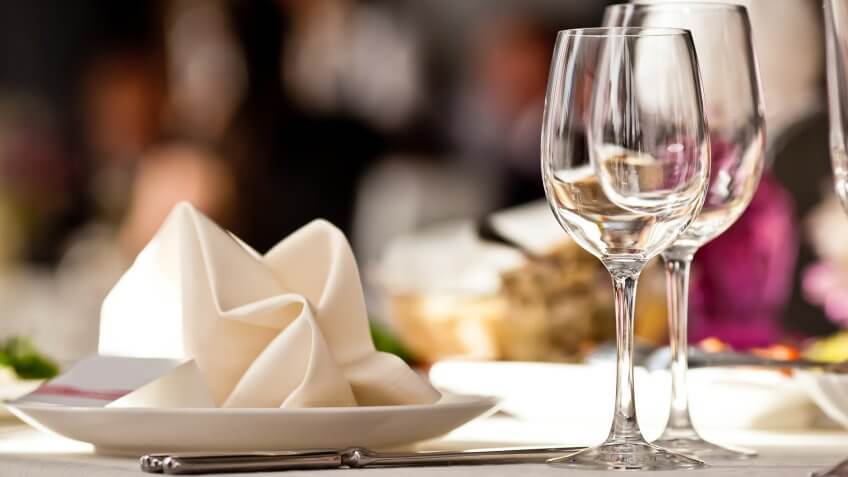 glass of champagne at a meal