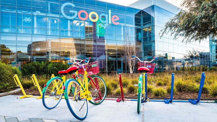 Mountain View, Ca/USA December 29, 2016: Googleplex - Google Headquarters with bikes on foreground.