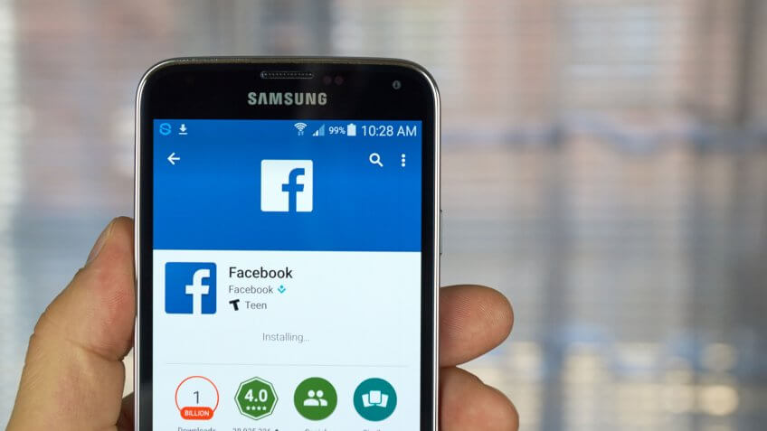 MONTREAL, CANADA - MARCH 20, 2016 - Facebook application on android smartphone.