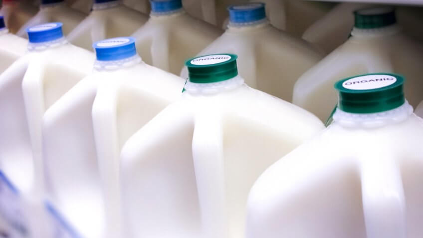 Bottles specifically labeled ORGANIC milk.