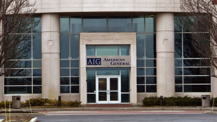 NEPTUNE, NJ - MARCH 20: AIG building (Insurance Group) front entrance in Neptune, NJ on March 20, 2009.