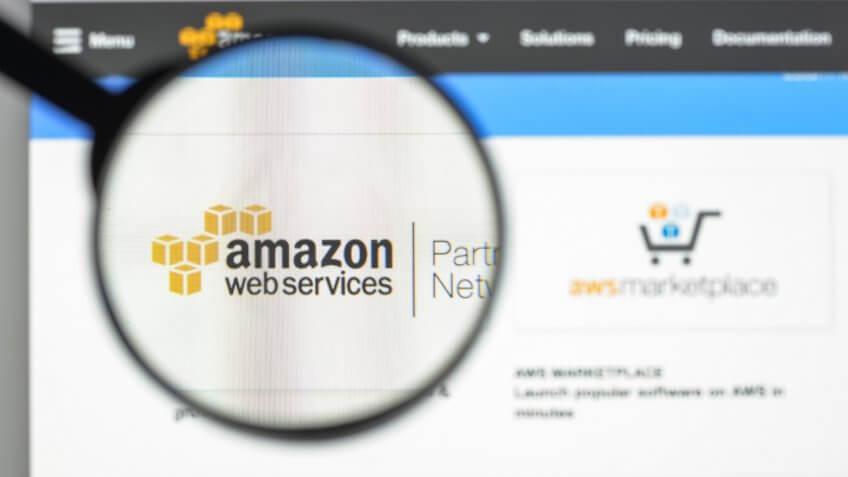 Milan, Italy - August 10, 2017: Amazon web services website homepage.