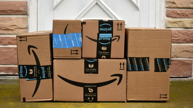HAGERSTOWN, MD, USA - MAY 5, 2017: Image of an Amazon packages.