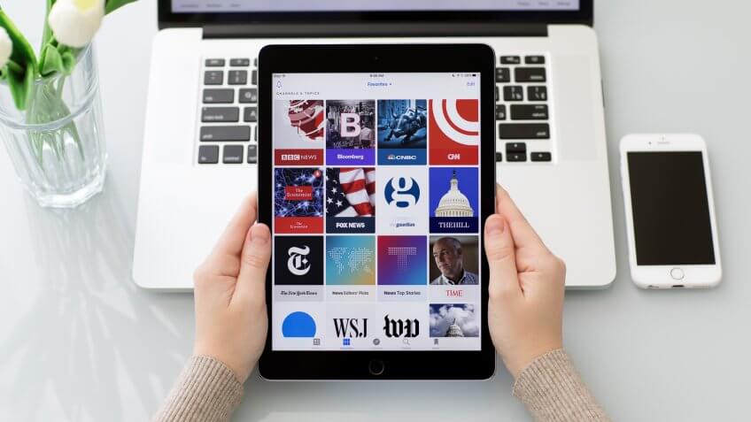 News feed on tablet app