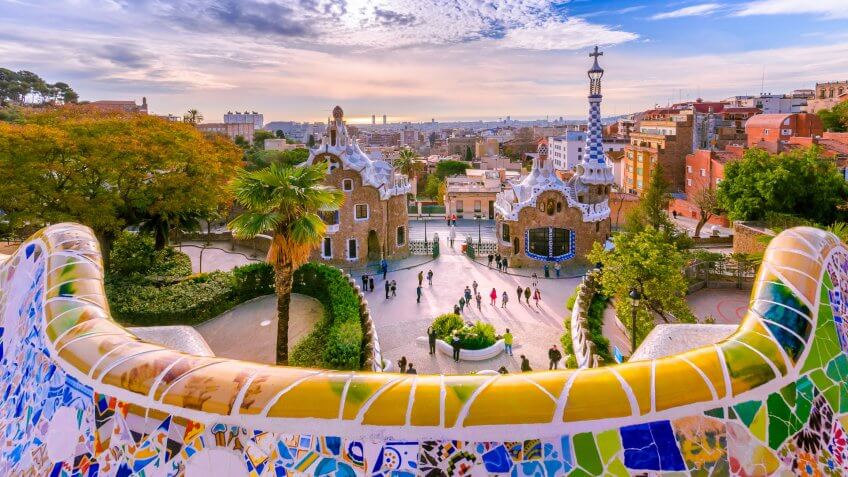 View of the city from Park Guell in Barcelona.