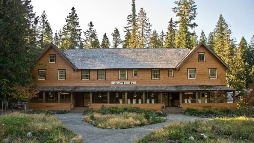 National Park Inn, Mount Rainier National Park, Longmire, Washington USA.