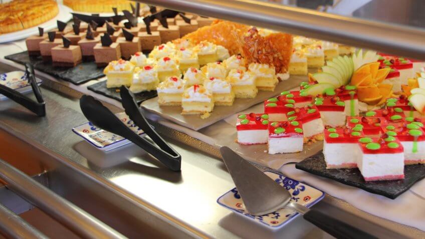 sweet food on a cruise ship restaurant.