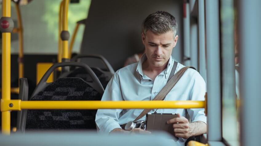 riding public transporation