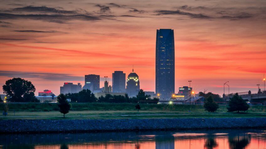 Sunrise overlooking downtown Oklahoma City. Sunrise overlooking downtown Oklahoma City.