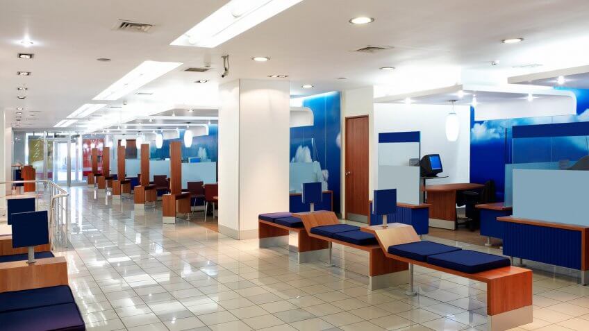 inside of a branch bank