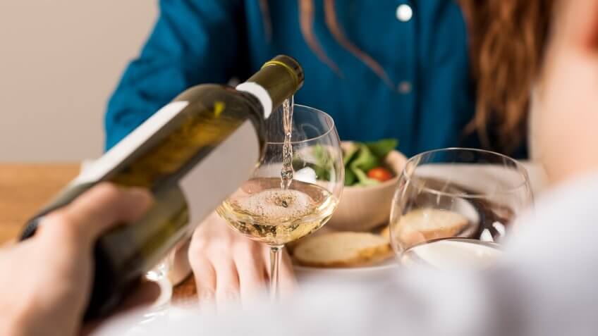 drinking wine at dinner