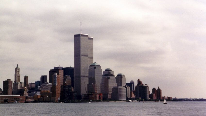 The World Trade Center as seen from Jersey City.