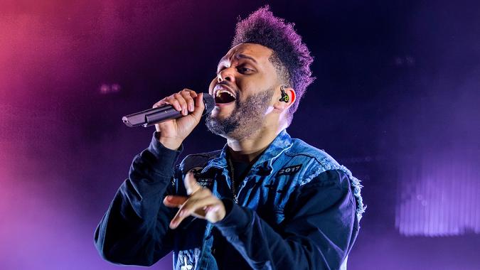 BENICASSIM, SPAIN - JUL 13: The Weeknd (Rhythm and blues music band) perform in concert at FIB Festival on July 13, 2017 in Benicassim, Spain.
