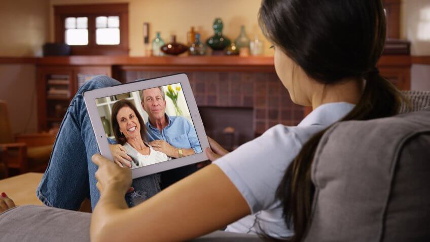 Video chatting on a tablet