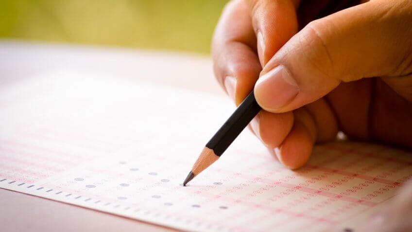 filling out questionnaire