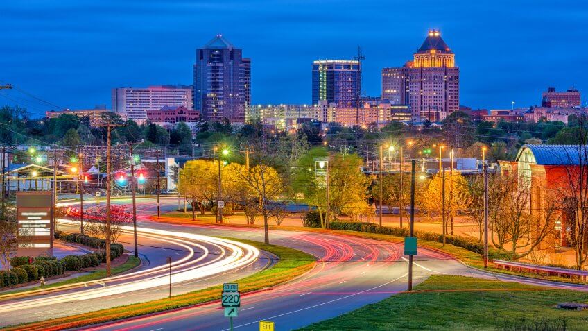 Greensboro North Carolina at dusk