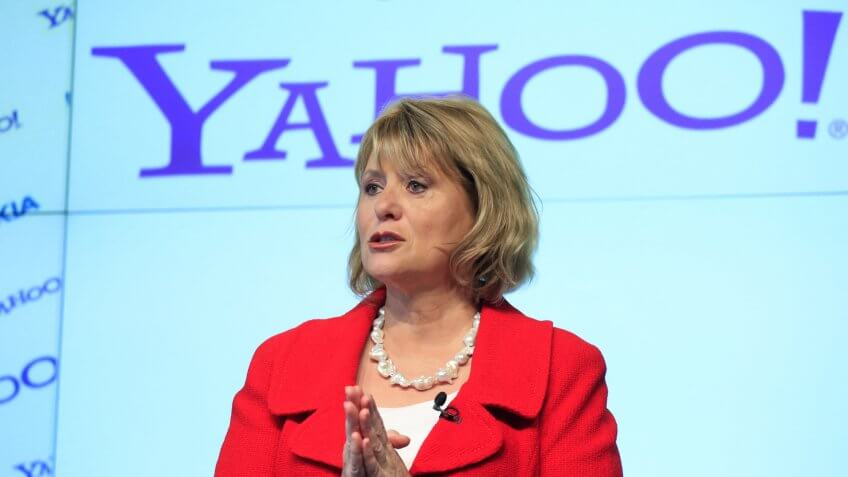 Carol Bartz, CEO of Yahoo, attends a news conference in New York.