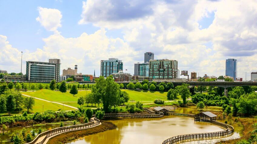 Little Rock, AR, USA - June 12, 2015: The city of Little Rock Arkansas seen from the William J.