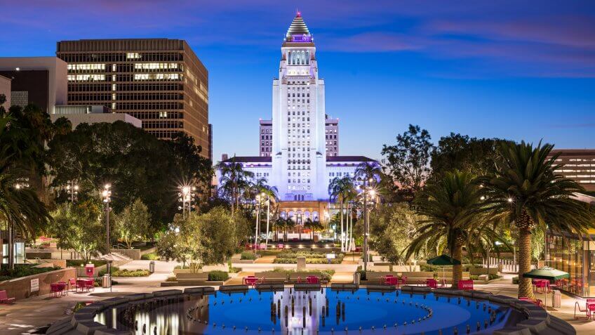 Los Angeles, California, USA downtown at city hall.