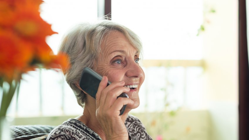 elderly, phone, senior, woman