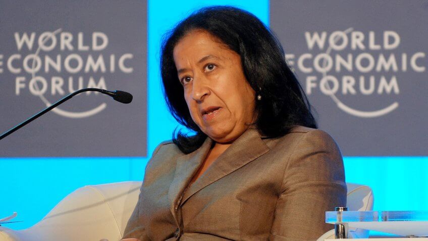 Co-chair of the World Economic Forum on the Middle East and North Africa Lubna S Olayan Deputy Chairperson and Chief Executive Officer of Olayan Financing Company Saudi Arabia and Global Agenda Council on Women's Empowerment is Seen at the World Economic Forum on the Middle East and North Africa Held in Marrakech Morocco 26 October 2010 the Wef on the Middle East and North Africa Takes Place in Marrakech From 26 to 28 October Under the Theme 'Purpose Resilience and Prosperity' It is Due to Gather the Most Pro-leaders From Business Government and Civil Society to Renew the Region's Growth and Development Strategies Morocco MarrakechMorocco World Economic Forum Middle East North Africa - Oct 2010.