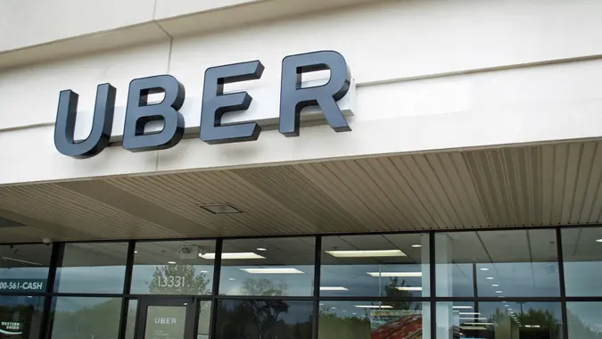 Uber Office, Oak Park, Michigan, USA - May 1, 2017:Exterior view of an Uber Office and it's sign, May 1, 2017, Oak Park, Michigan USA.