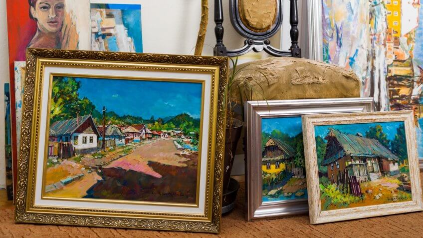 artwork, framed paintings, frames, paintings