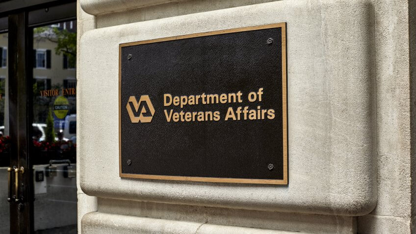 Washington DC, USA - May 30, 2016: Sign on Department of Veterans Affairs building next to entrance in Washington DC.