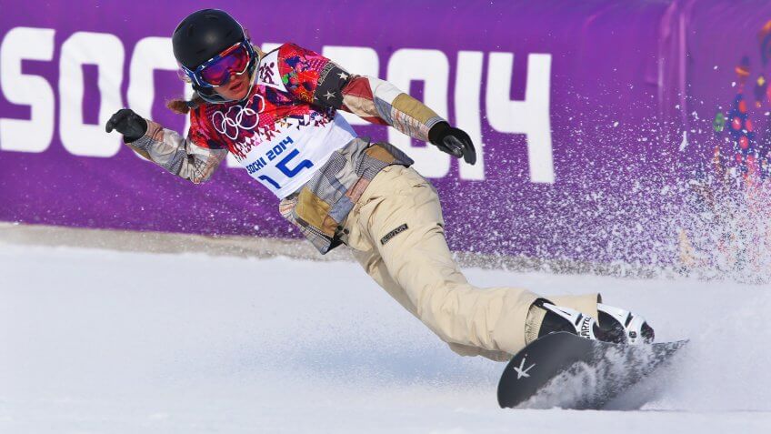 Mandatory Credit: Photo by Jens Buettner/Epa/REX/Shutterstock (7974409iq)Lindsey Jacobellis of the Usa Arrives to the Finish Area After Her Performance in Women's Snowboard Cross Seeding Runs at Rosa Khutor Extreme Park at the Sochi 2014 Olympic Games Krasnaya Polyana Russia 16 February 2014 Russian Federation Krasnaya PolyanaRussia Sochi 2014 Olympic Games - Feb 2014.