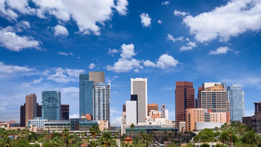 Skyline of downtown Phoenix, Arizona.