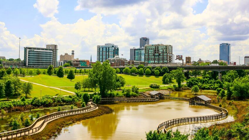 Little Rock, AR, USA - June 12, 2015: The city of Little Rock Arkansas seen from the William J.