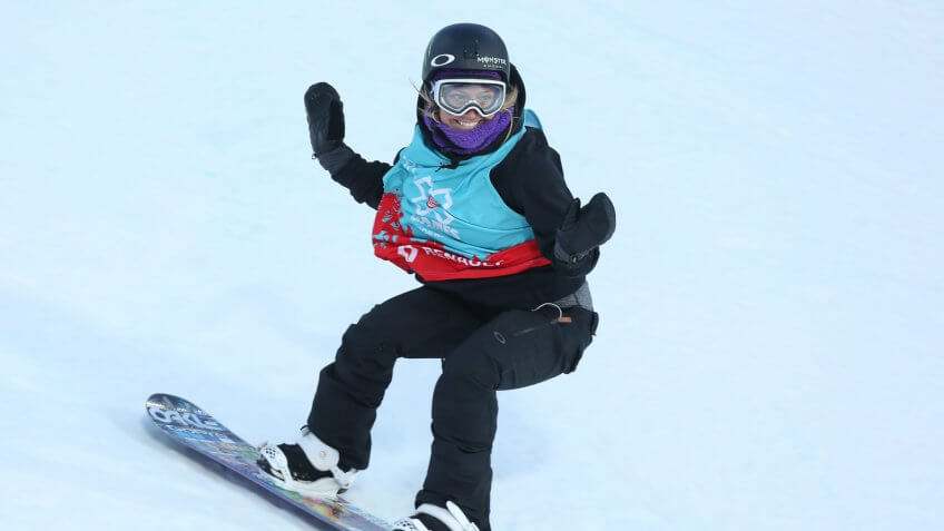 NORWAY OUTMandatory Credit: Photo by GEIR OLSEN/EPA/REX/Shutterstock (8509673c)Silver medalist Jamie Anderson from the USA in action during the Women's Snowboard final at the X-Games Hafjell 2017 in Hafjell, Norway, 09 March 2017.
