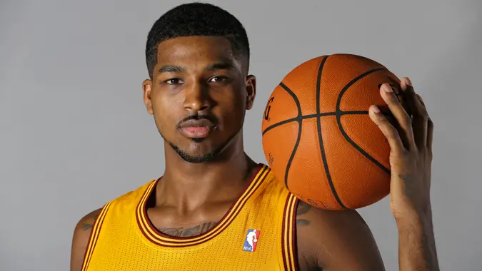 Mandatory Credit: Photo by Mark Duncan/AP/Shutterstock (6197448aa)Tristan Thompson Cleveland Cavaliers forward Tristan Thompson, in Independence, OhioCavaliers Media Day Basketball, Independence, USA.